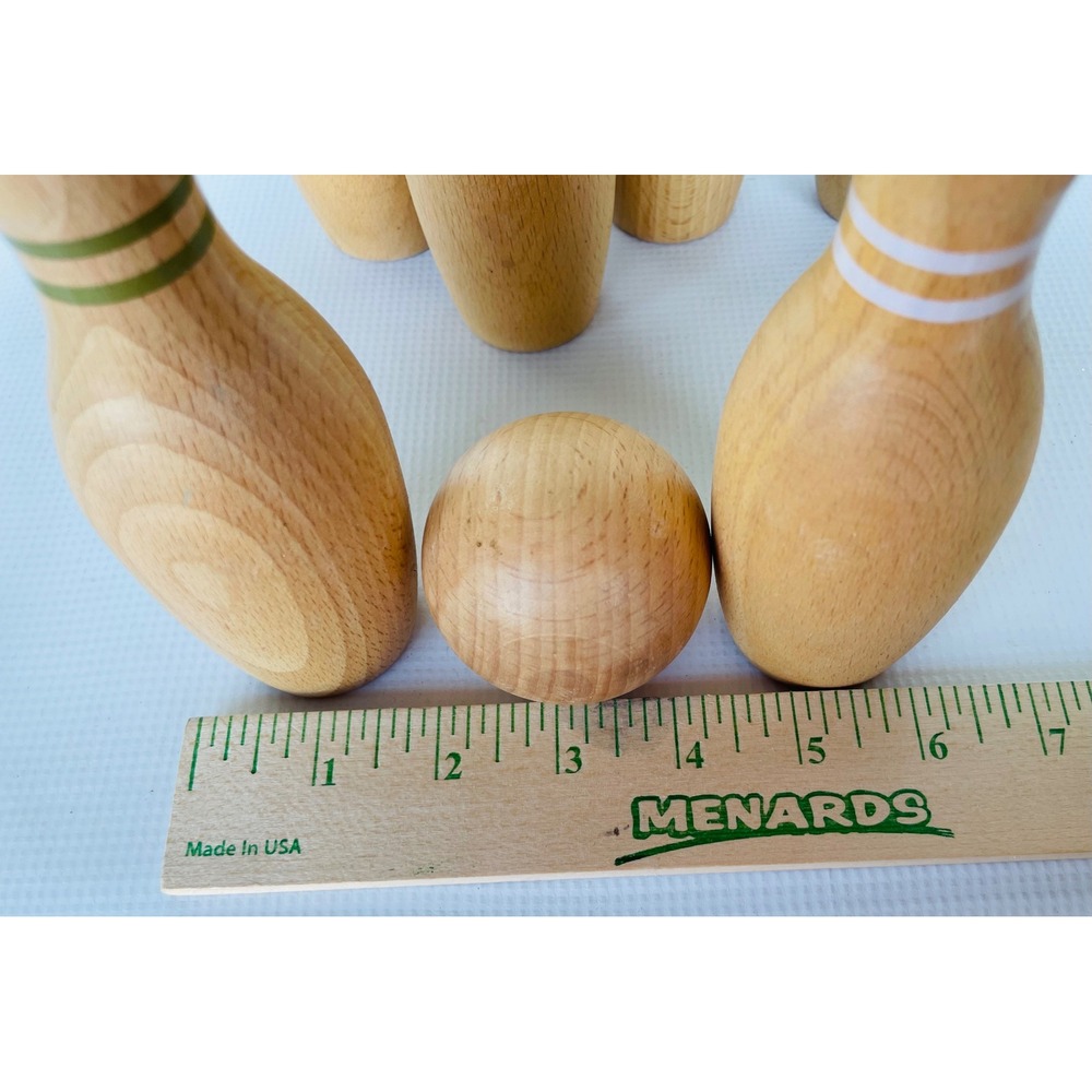 VTG Hearth & Hand Wooden Bowling Set Kids Tan Excellent Vintage Tabletop Toy 7pc - Picture 5 of 5